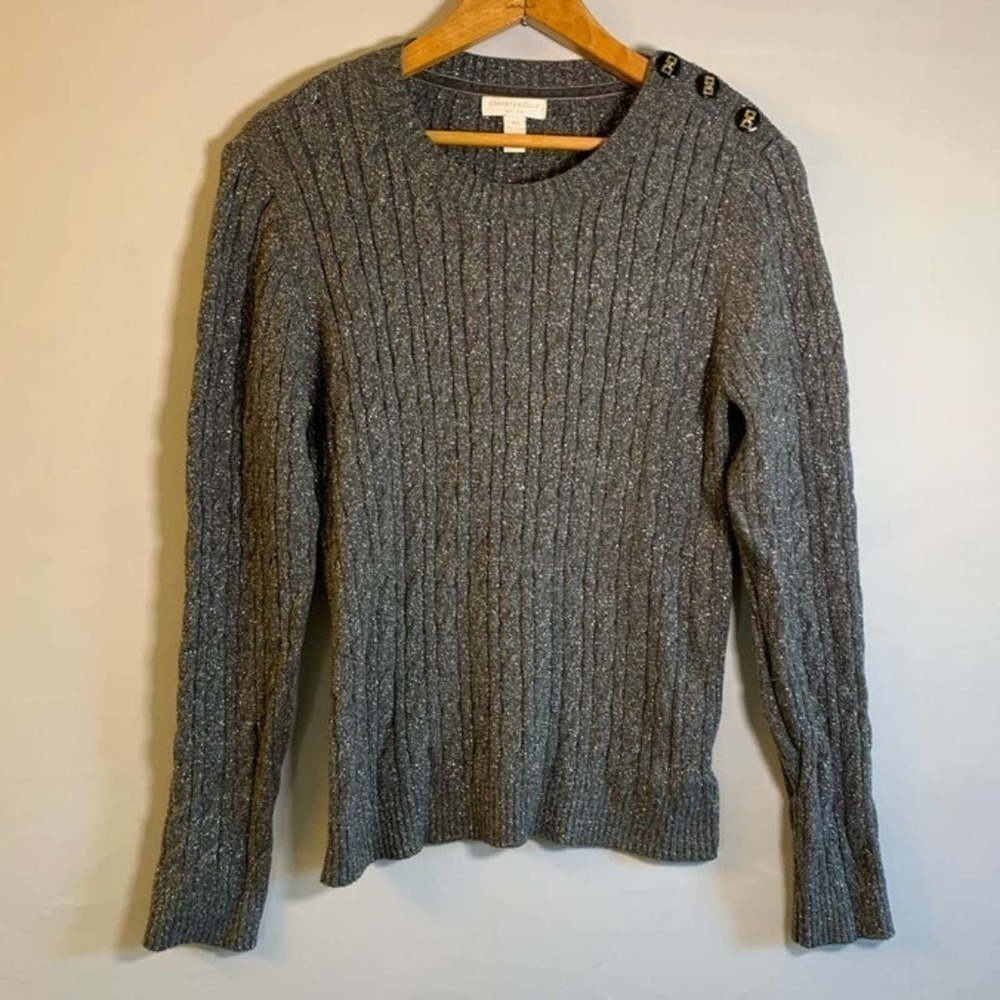 Charter Club Glittered Gray Accent Sweater SP